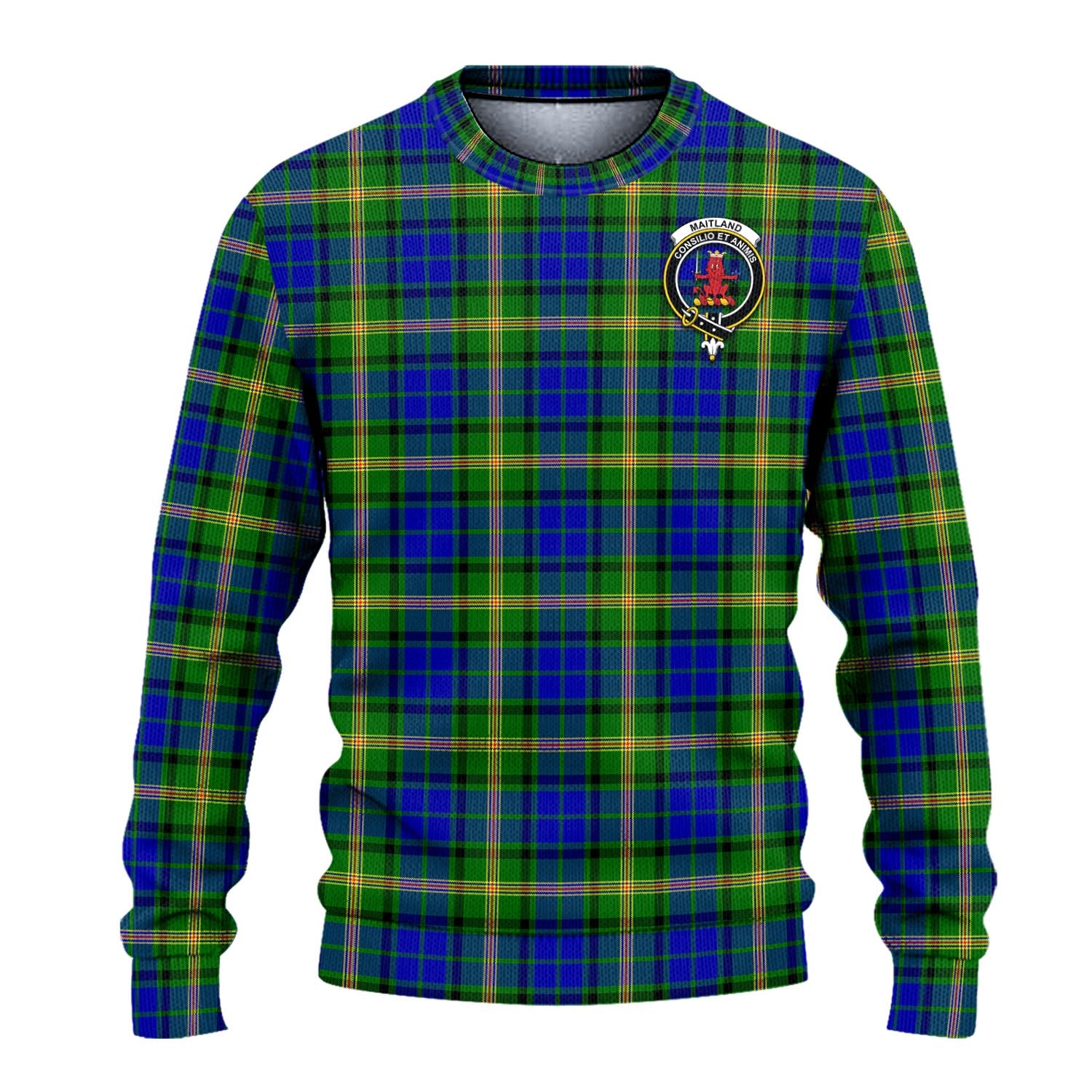 Maitland Tartan Knitted Sweater with Family Crest - Tartanvibesclothing