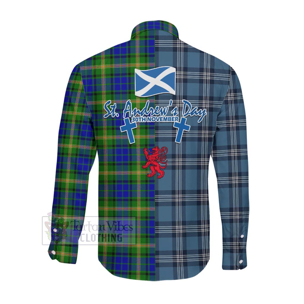 Tartan Vibes Clothing Maitland Tartan Long Sleeve Button Shirt Happy St. Andrew's Day Half Tartan Style