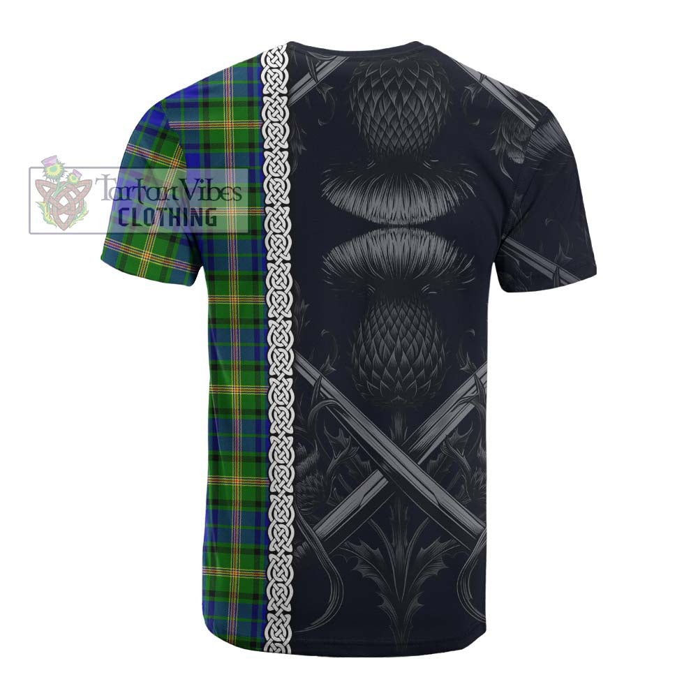 Tartan Vibes Clothing Maitland Tartan Cotton T-shirt with Family Crest Cross Sword Thistle Celtic Vibes