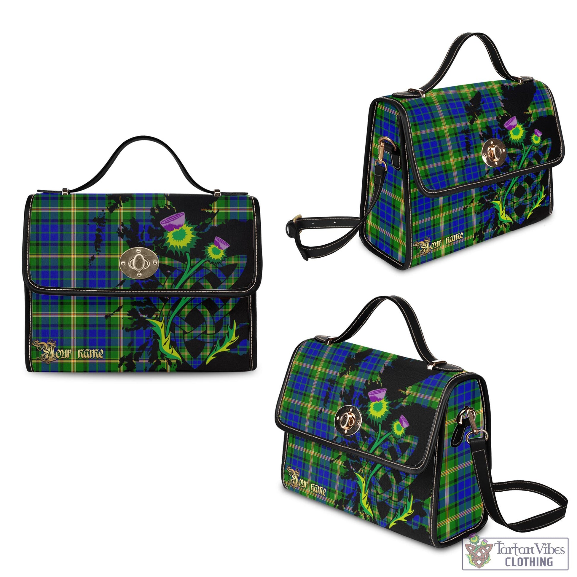 Tartan Vibes Clothing Maitland Tartan Waterproof Canvas Bag with Scotland Map and Thistle Celtic Accents