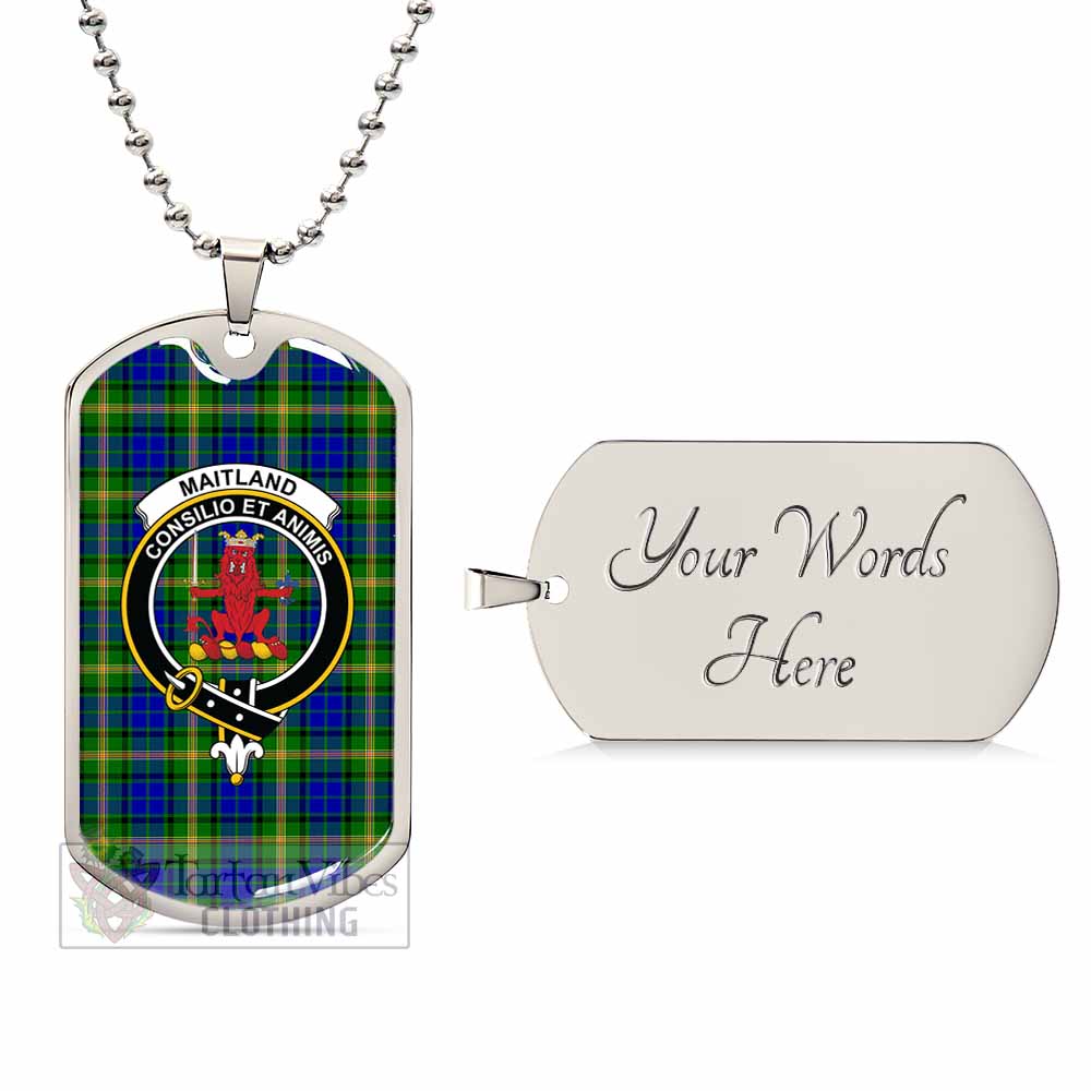 Tartan Vibes Clothing Maitland Tartan Dog Tag Necklace with Family Crest