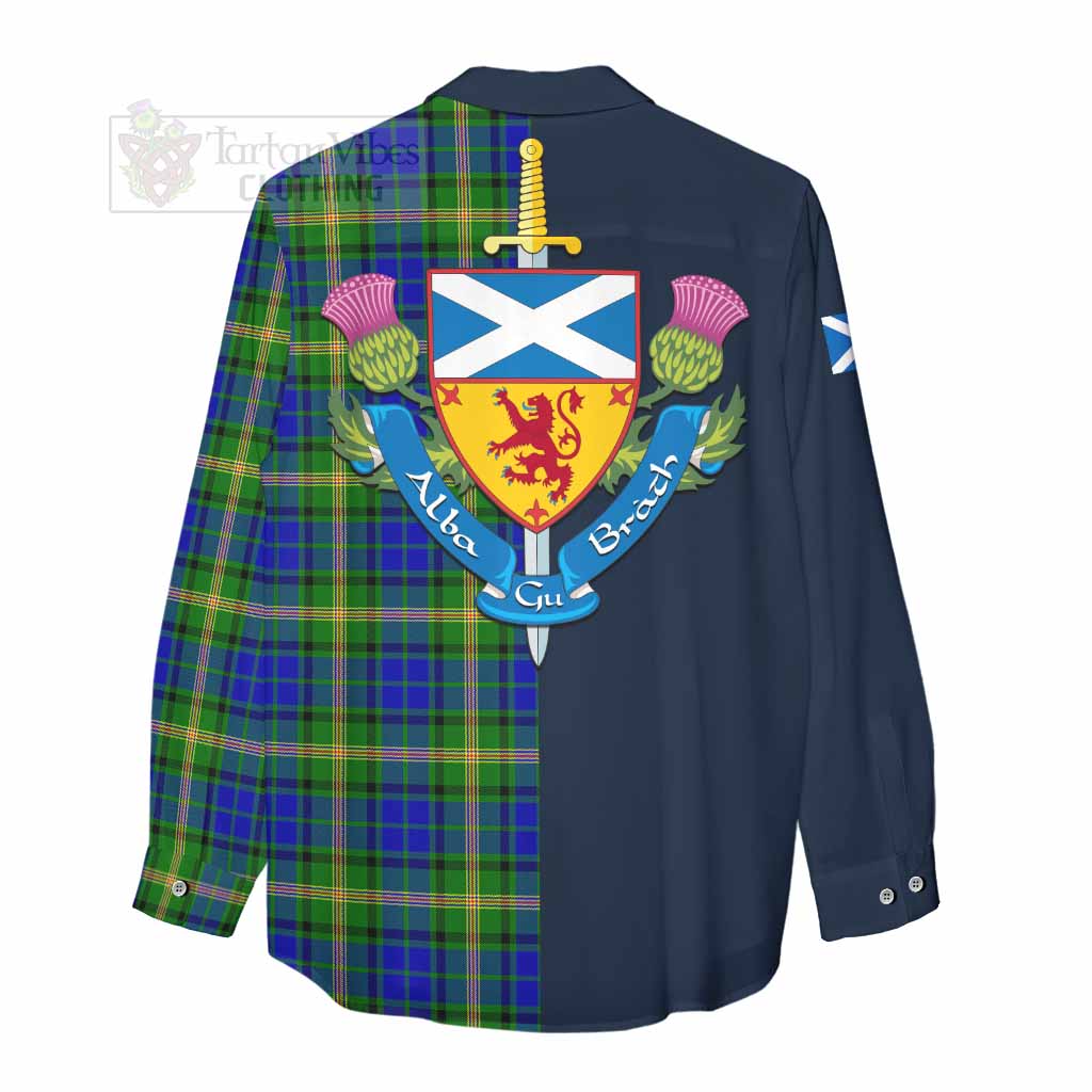 Tartan Vibes Clothing Maitland Tartan Women's Casual Shirt Alba with Scottish Lion Royal Arm Half Style