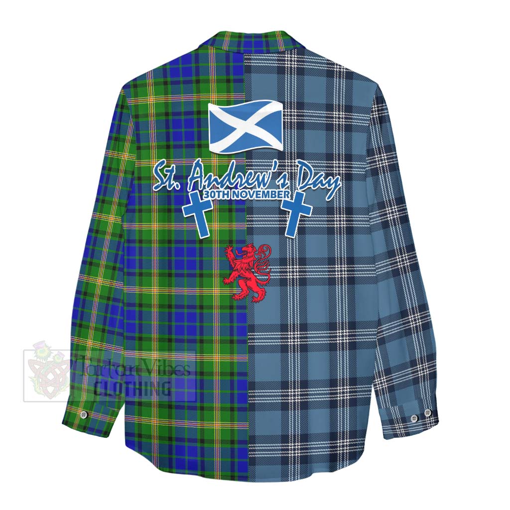 Tartan Vibes Clothing Maitland Tartan Women's Casual Shirt Happy St. Andrew's Day Half Tartan Style