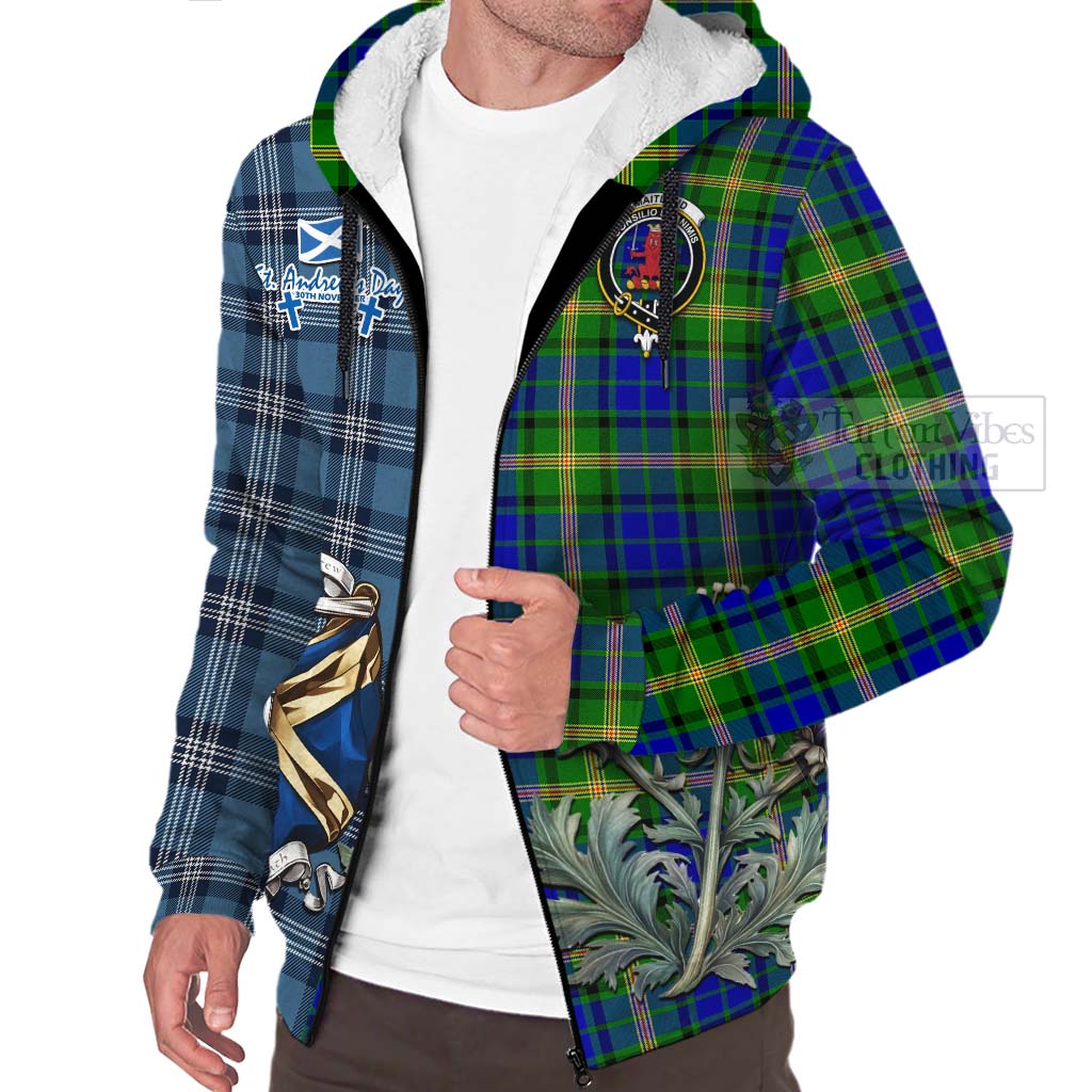 Tartan Vibes Clothing Maitland Tartan Sherpa Hoodie Happy St. Andrew's Day Half Tartan Style