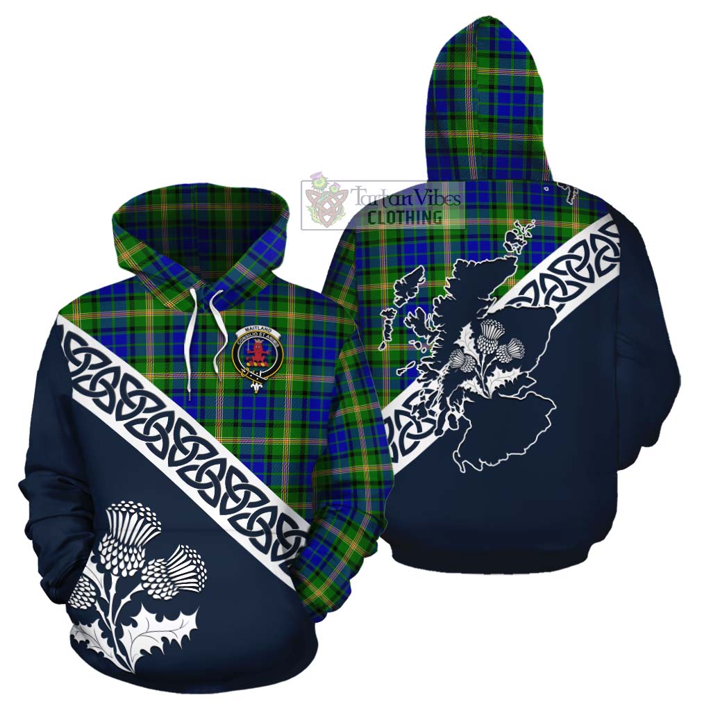 Tartan Vibes Clothing Maitland Tartan Cotton Hoodie Featuring Thistle and Scotland Map