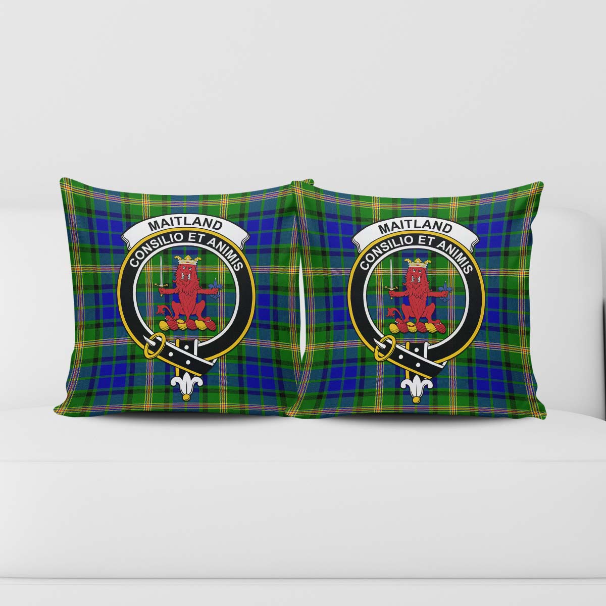 Maitland Tartan Pillow Cover with Family Crest - Tartanvibesclothing