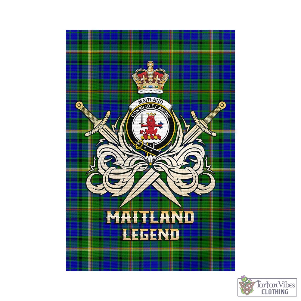 Tartan Vibes Clothing Maitland Tartan Flag with Clan Crest and the Golden Sword of Courageous Legacy