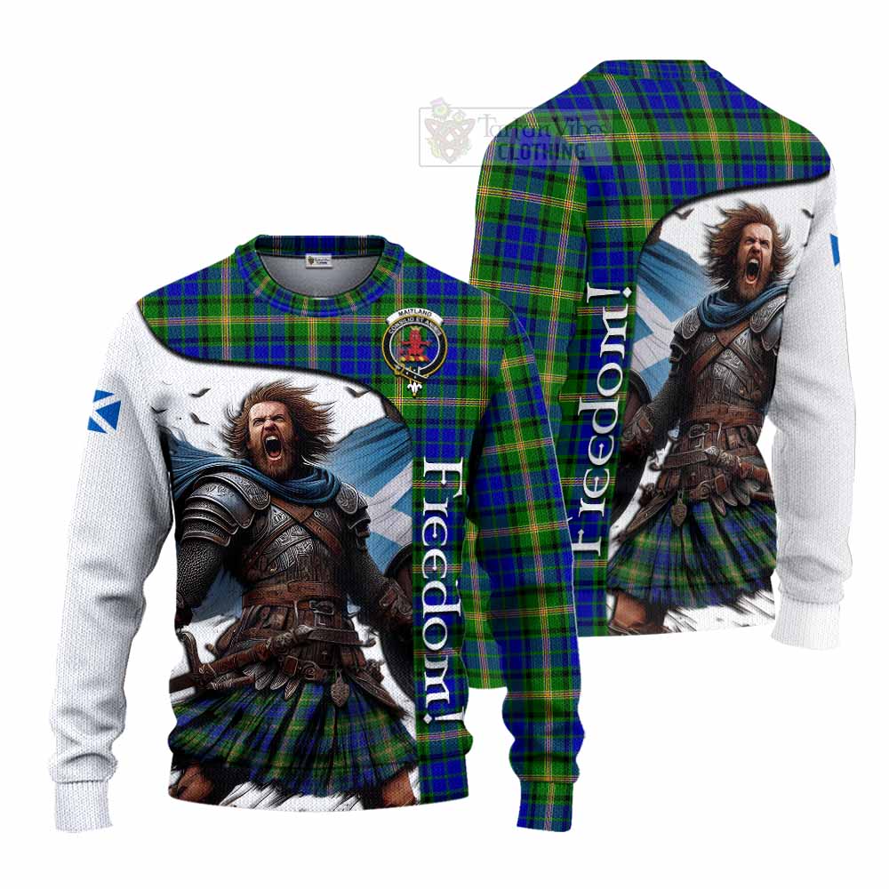 Tartan Vibes Clothing Maitland Crest Tartan Knitted Sweater Inspired by the Freedom of Scottish Warrior