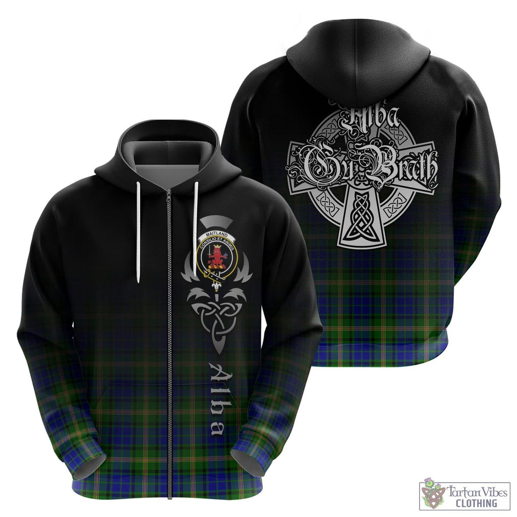 Tartan Vibes Clothing Maitland Tartan Hoodie Featuring Alba Gu Brath Family Crest Celtic Inspired