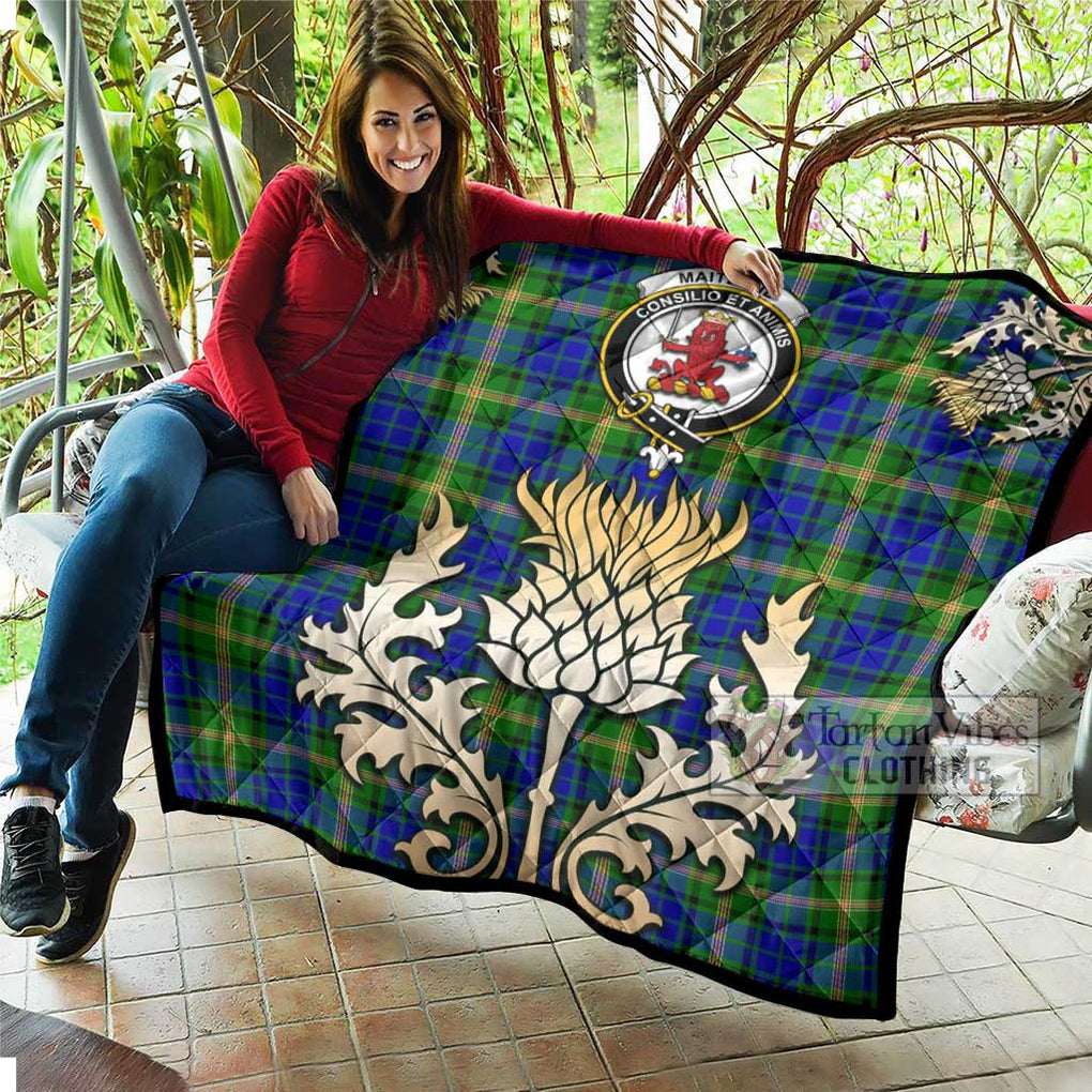 Tartan Vibes Clothing Maitland Tartan Quilt with Family Crest and Golden Thistle Style