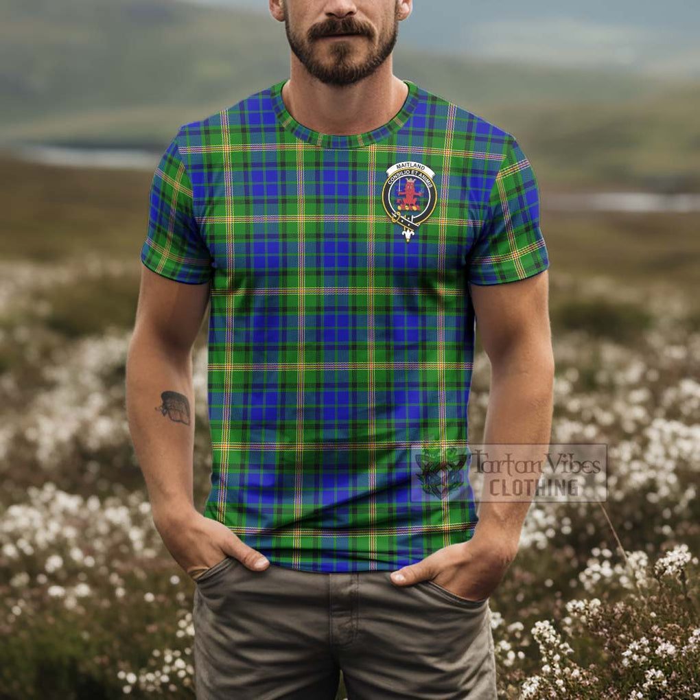 Tartan Vibes Clothing Maitland Tartan T-Shirt with Family Crest and Bearded Skull Holding Bottles of Whiskey