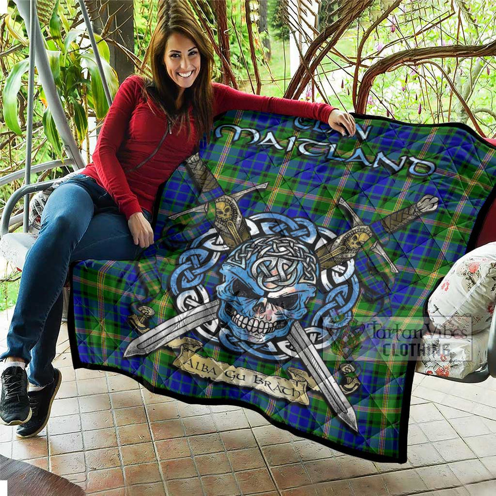 Tartan Vibes Clothing Maitland Tartan Quilt with Celtic Skull Alba Gu Brath Style