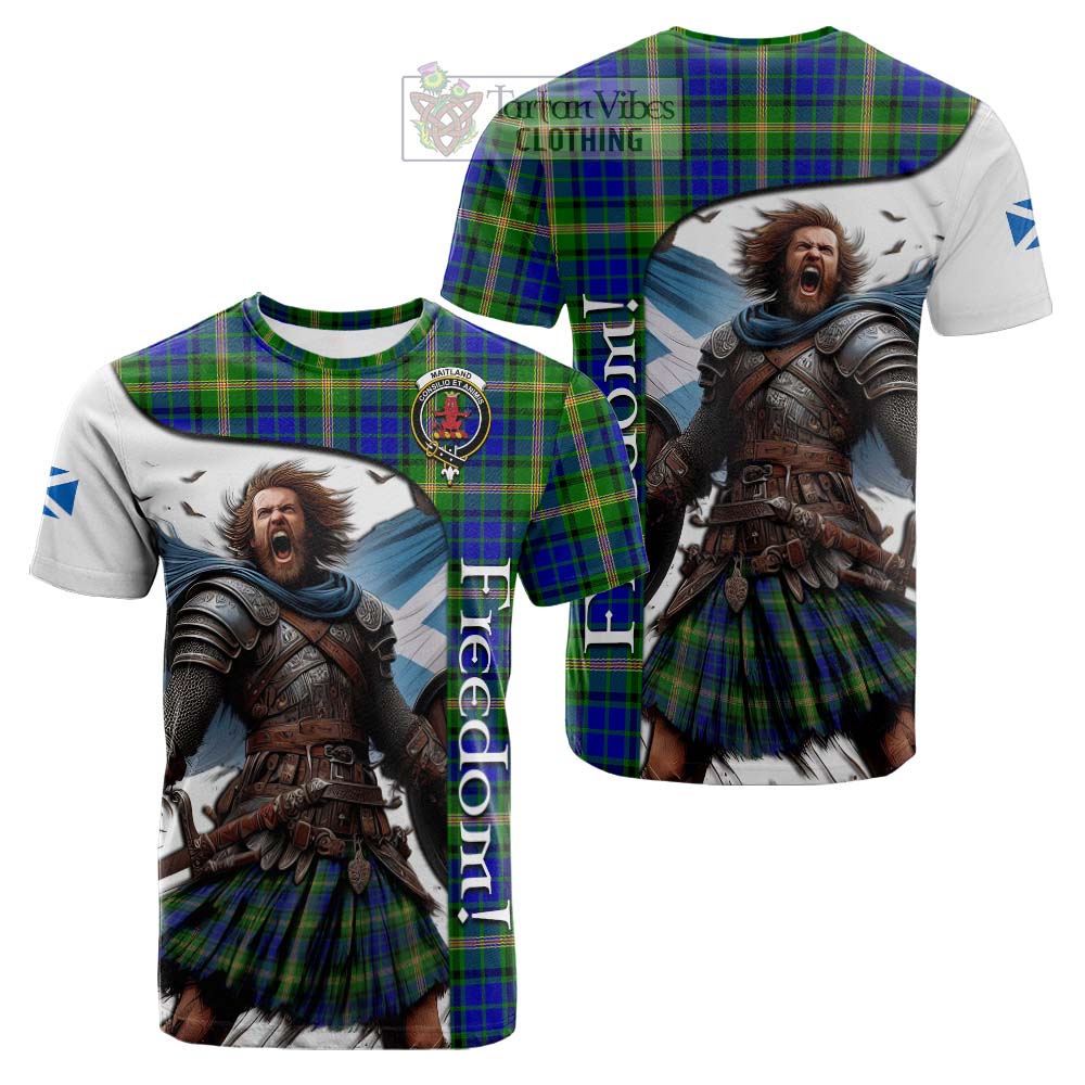 Tartan Vibes Clothing Maitland Crest Tartan Cotton T-shirt Inspired by the Freedom of Scottish Warrior