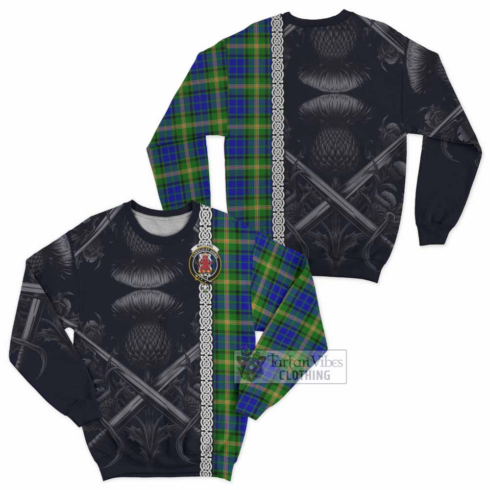 Tartan Vibes Clothing Maitland Tartan Sweatshirt with Family Crest Cross Sword Thistle Celtic Vibes