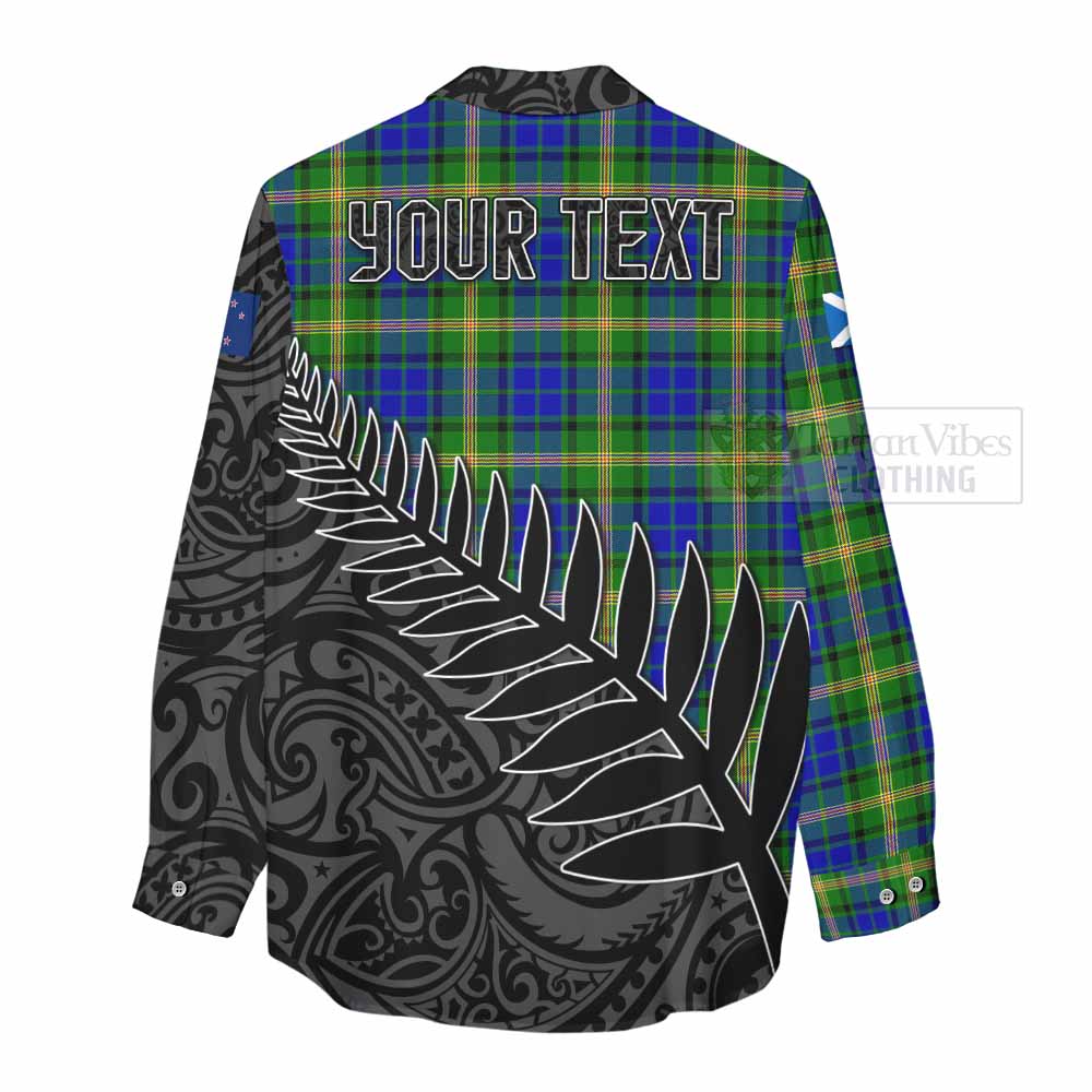 Tartan Vibes Clothing Maitland Crest Tartan Women's Casual Shirt with New Zealand Silver Fern Half Style