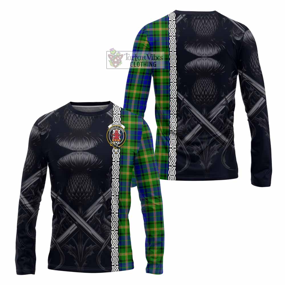 Tartan Vibes Clothing Maitland Tartan Long Sleeve T-Shirt with Family Crest Cross Sword Thistle Celtic Vibes