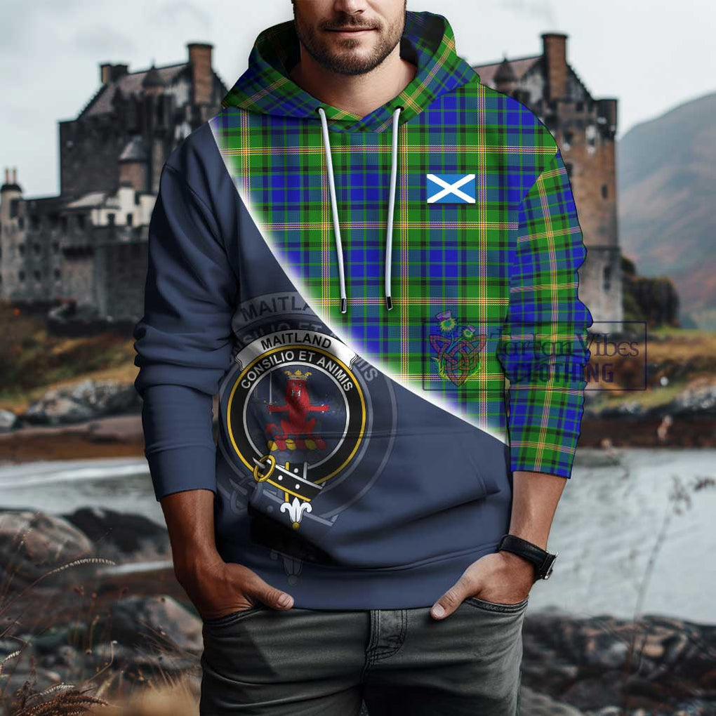 Maitland Tartan Hoodie with Personalised National Flag and Family Crest Half Style - Tartanvibesclothing Shop