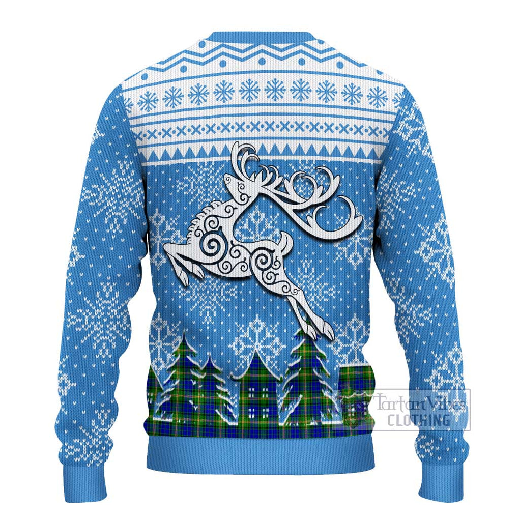 Tartan Vibes Clothing Maitland Clan Christmas Ugly Sweater with Tartan and Celtic Raindeer Style