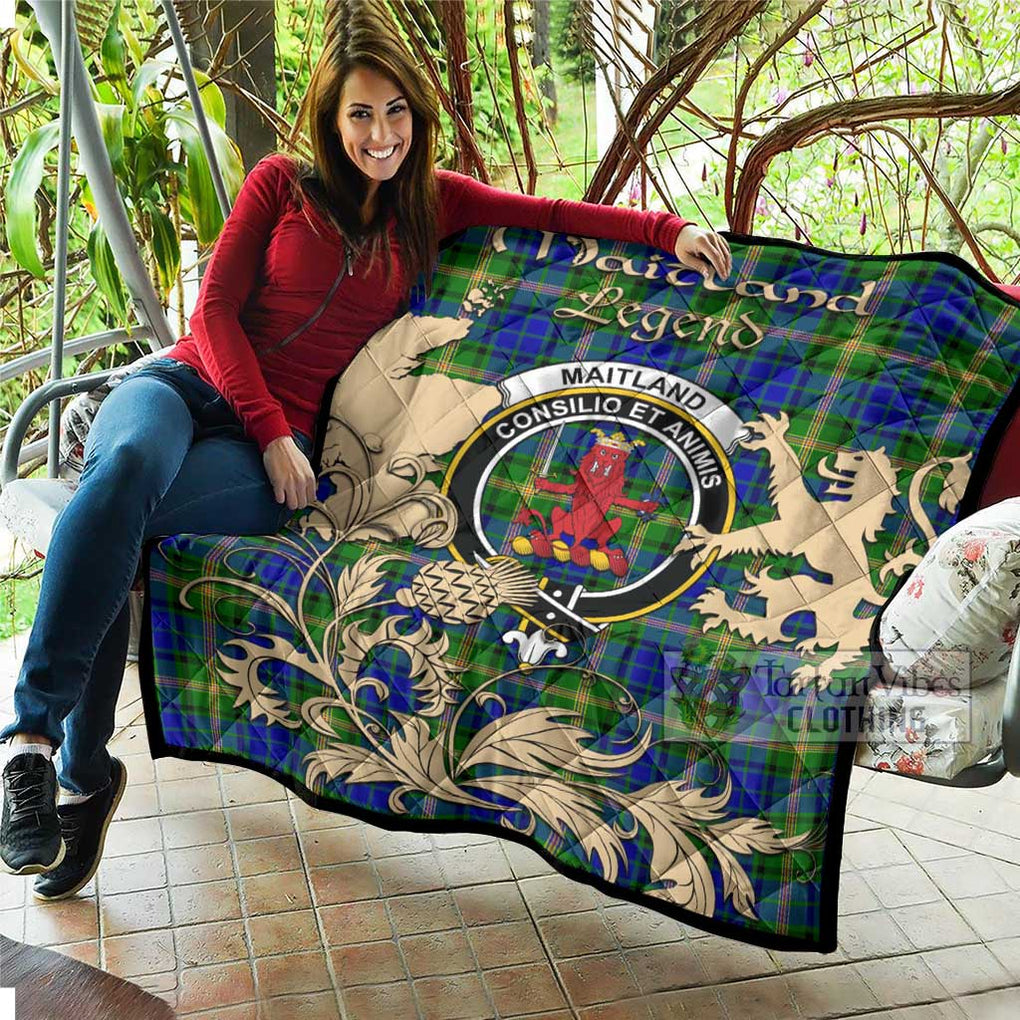 Tartan Vibes Clothing Maitland Tartan Quilt with Family Crest and Scottish Symbol Style