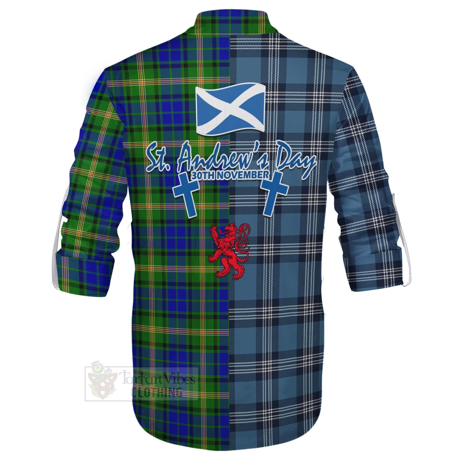 Tartan Vibes Clothing Maitland Tartan Ghillie Kilt Shirt Happy St. Andrew's Day Half Tartan Style