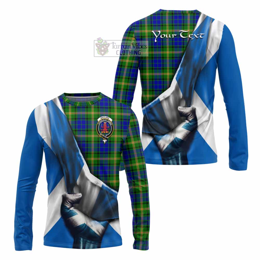 Tartan Vibes Clothing Maitland Tartan Long Sleeve T-Shirt with Family Crest Scotland Patriotic Style