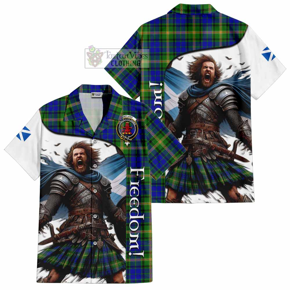 Tartan Vibes Clothing Maitland Crest Tartan Short Sleeve Button Shirt Inspired by the Freedom of Scottish Warrior