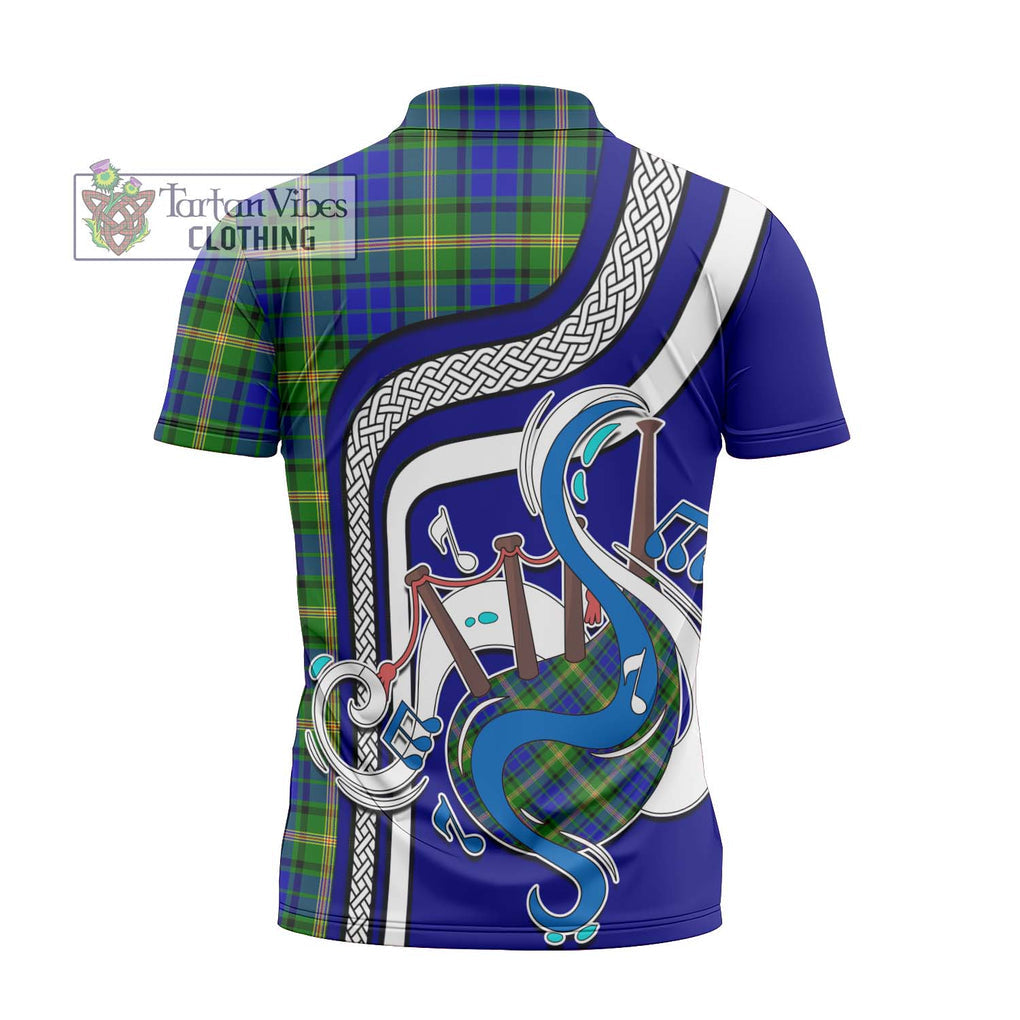 Maitland Tartan Zipper Polo Shirt with Epic Bagpipe Style - Tartanvibesclothing Shop