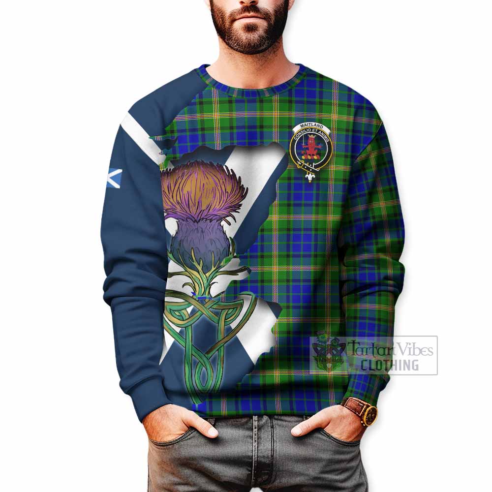 Maitland Tartan Family Crest Sweatshirt Scottish Thistle Celtic Inspired - Tartan Vibes Clothing