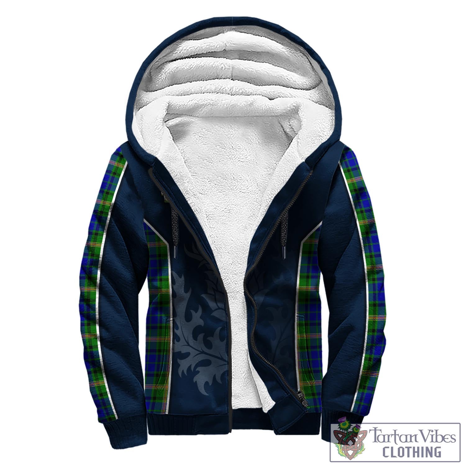 Tartan Vibes Clothing Maitland Tartan Sherpa Hoodie with Family Crest and Scottish Thistle Vibes Sport Style