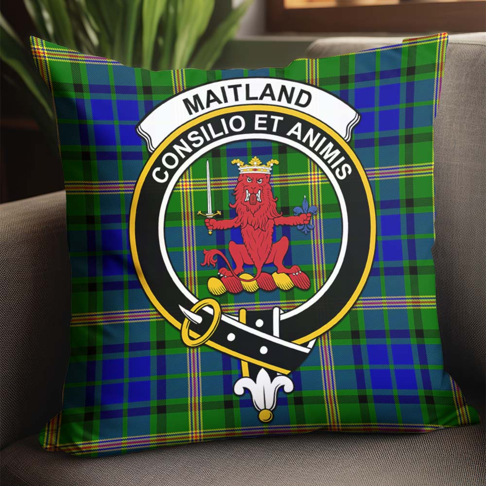 Maitland Tartan Pillow Cover with Family Crest - Tartanvibesclothing