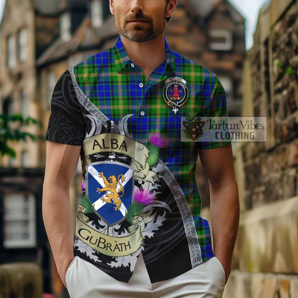 Maitland Tartan Family Crest Hawaiian Shirt Lion Rampant Royal Thistle Shield Celtic Inspired - Tartan Vibes Clothing