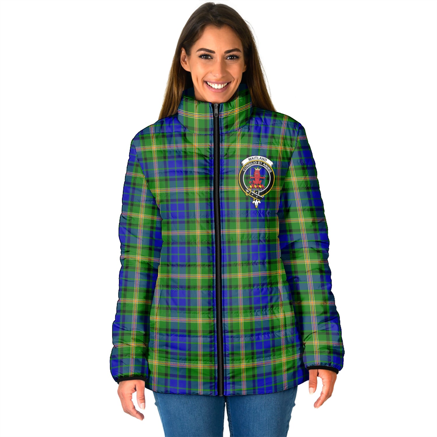 Maitland Tartan Padded Jacket with Family Crest - Tartan Vibes Clothing