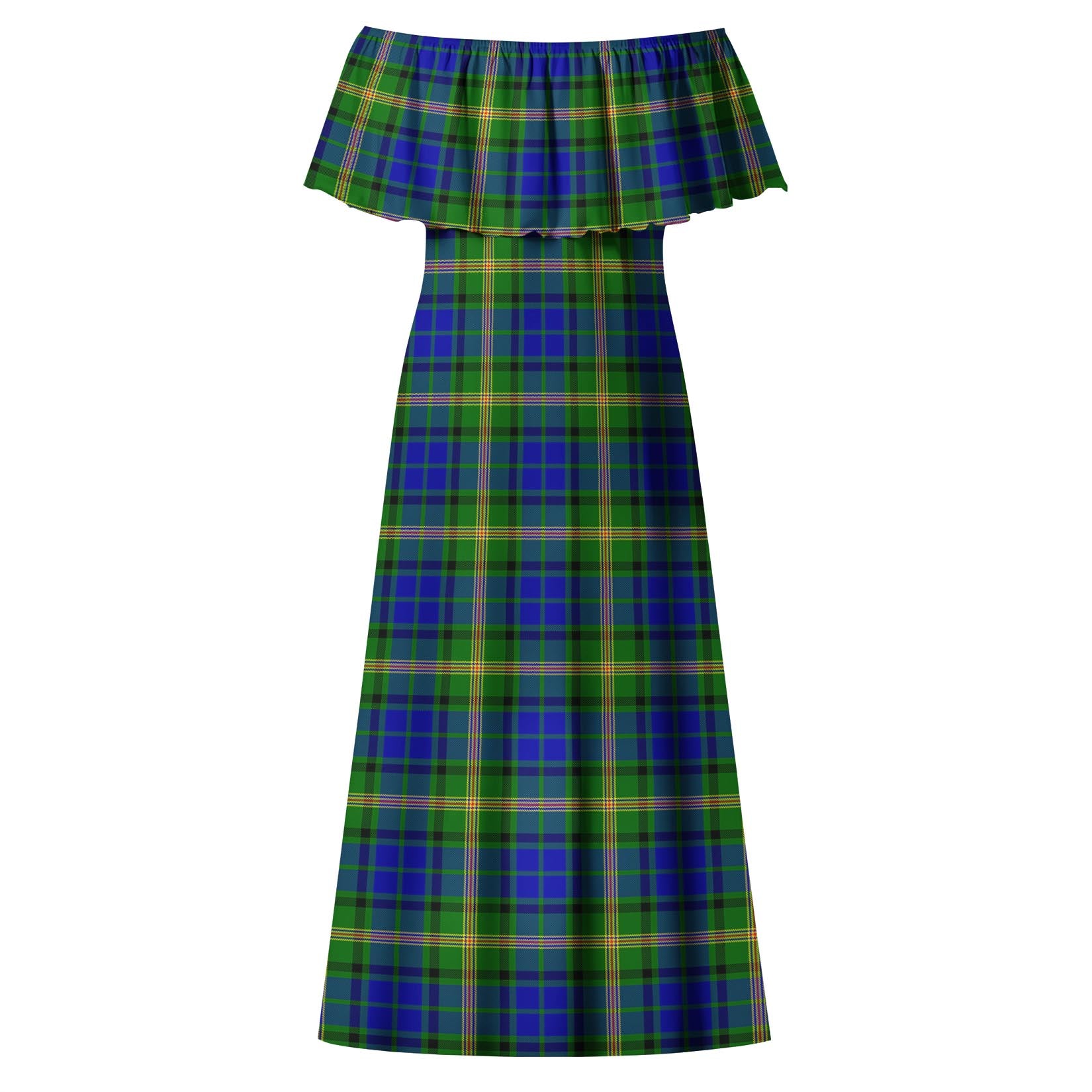 Maitland Tartan Off Shoulder Long Dress - Tartanvibesclothing