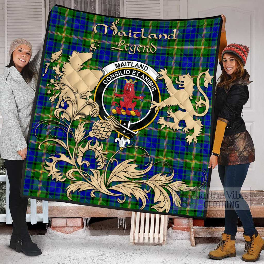 Tartan Vibes Clothing Maitland Tartan Quilt with Family Crest and Scottish Symbol Style