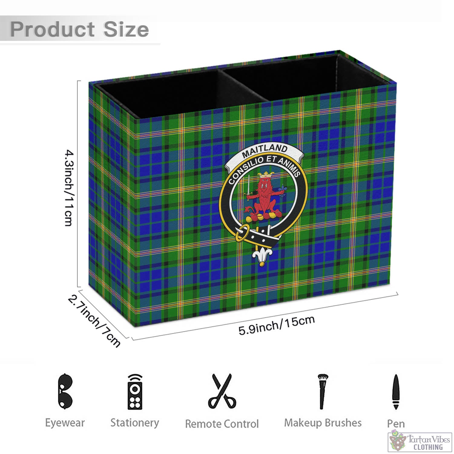 Tartan Vibes Clothing Maitland Tartan Pen Holder with Family Crest