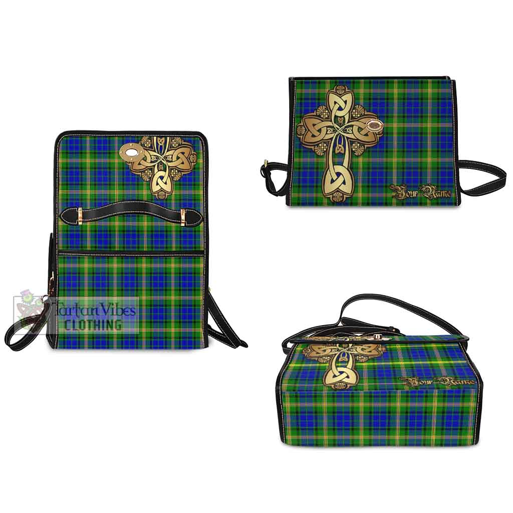 Tartan Vibes Clothing Maitland Tartan Waterproof Canvas Bag Golden Thistle Celtic Cross Style