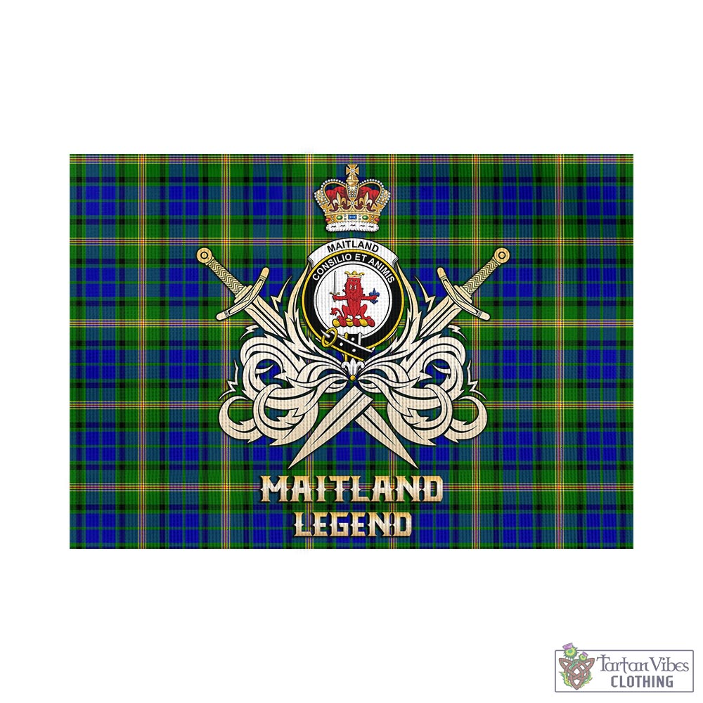 Tartan Vibes Clothing Maitland Tartan Flag with Clan Crest and the Golden Sword of Courageous Legacy