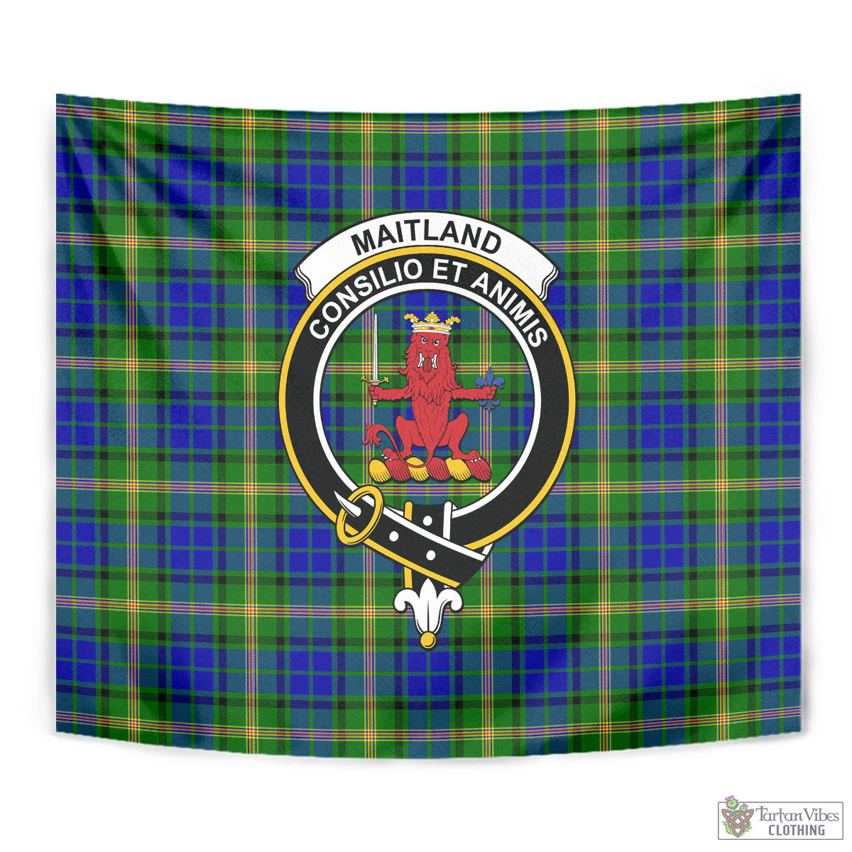 Tartan Vibes Clothing Maitland Tartan Tapestry Wall Hanging and Home Decor for Room with Family Crest