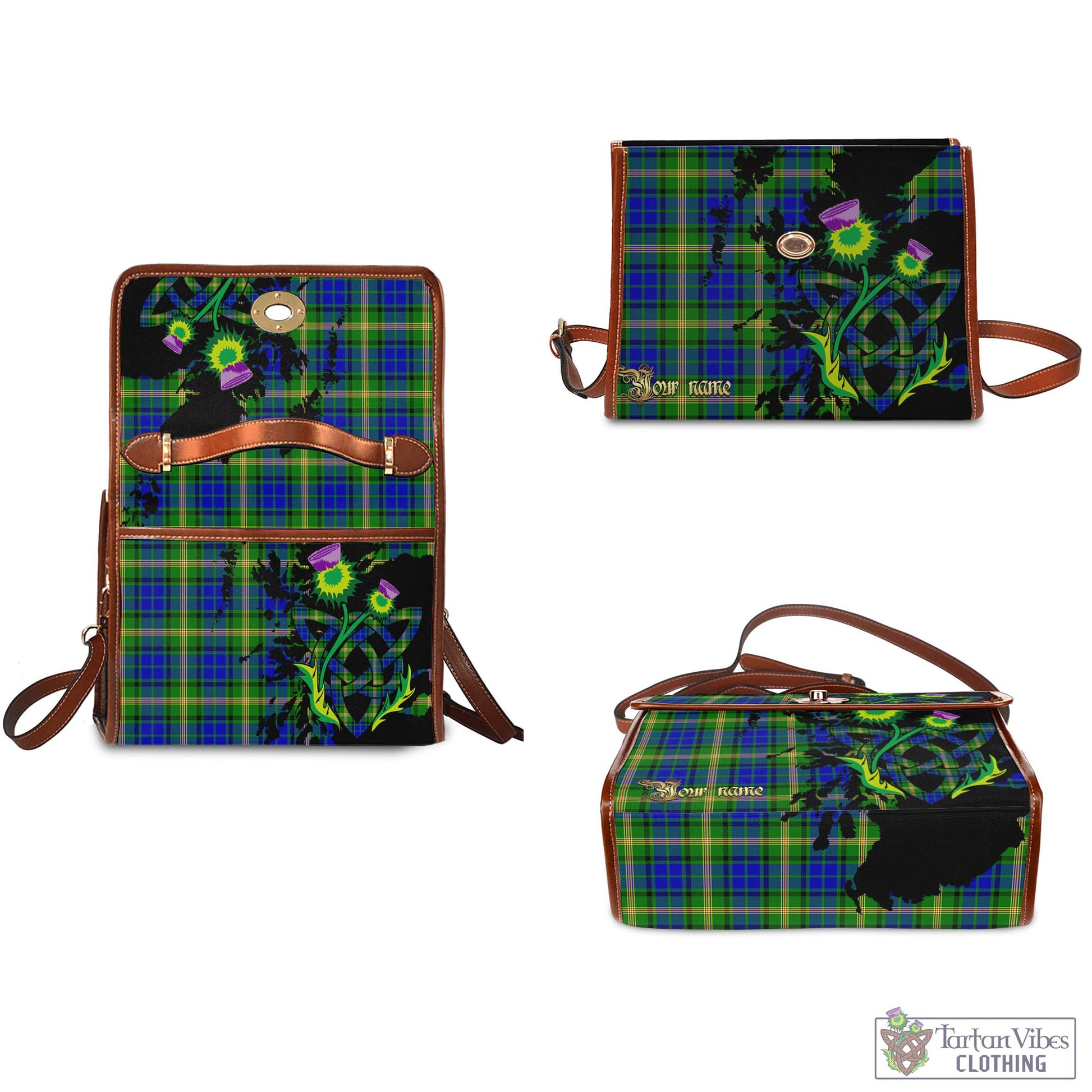 Tartan Vibes Clothing Maitland Tartan Waterproof Canvas Bag with Scotland Map and Thistle Celtic Accents