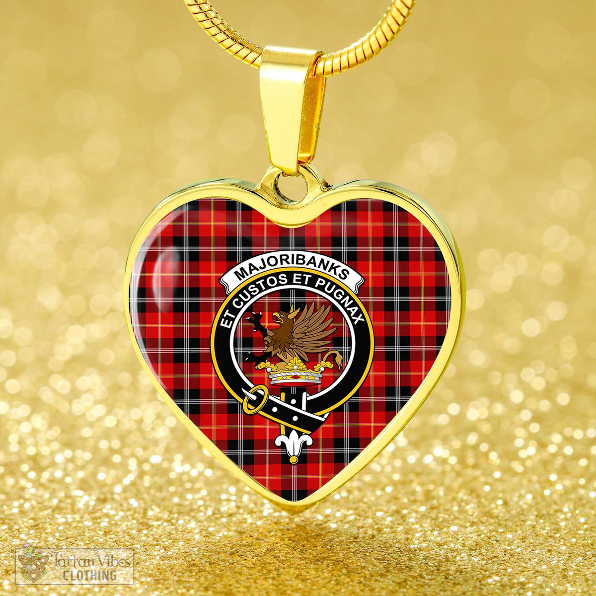 Majoribanks Tartan Heart Necklace with Family Crest - Tartan Vibes Clothing