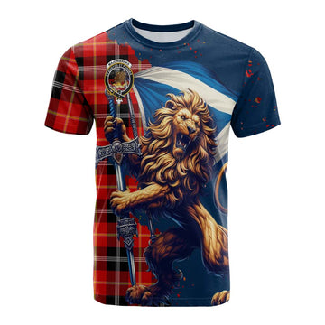 Majoribanks Tartan Family Crest Cotton T-shirt with Scottish Majestic Lion