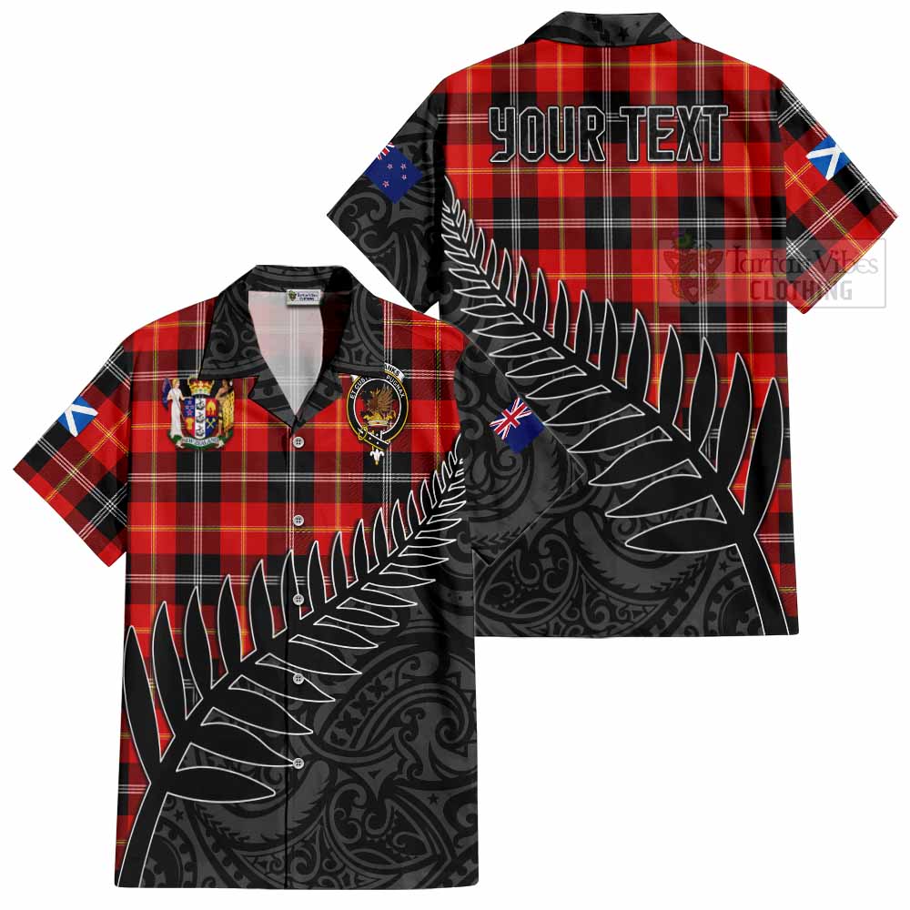 Tartan Vibes Clothing Majoribanks Crest Tartan Short Sleeve Button Shirt with New Zealand Silver Fern Half Style