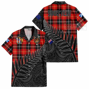 Majoribanks Crest Tartan Short Sleeve Button Shirt with New Zealand Silver Fern Half Style