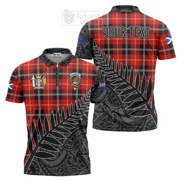 Majoribanks Crest Tartan Zipper Polo Shirt with New Zealand Silver Fern Half Style