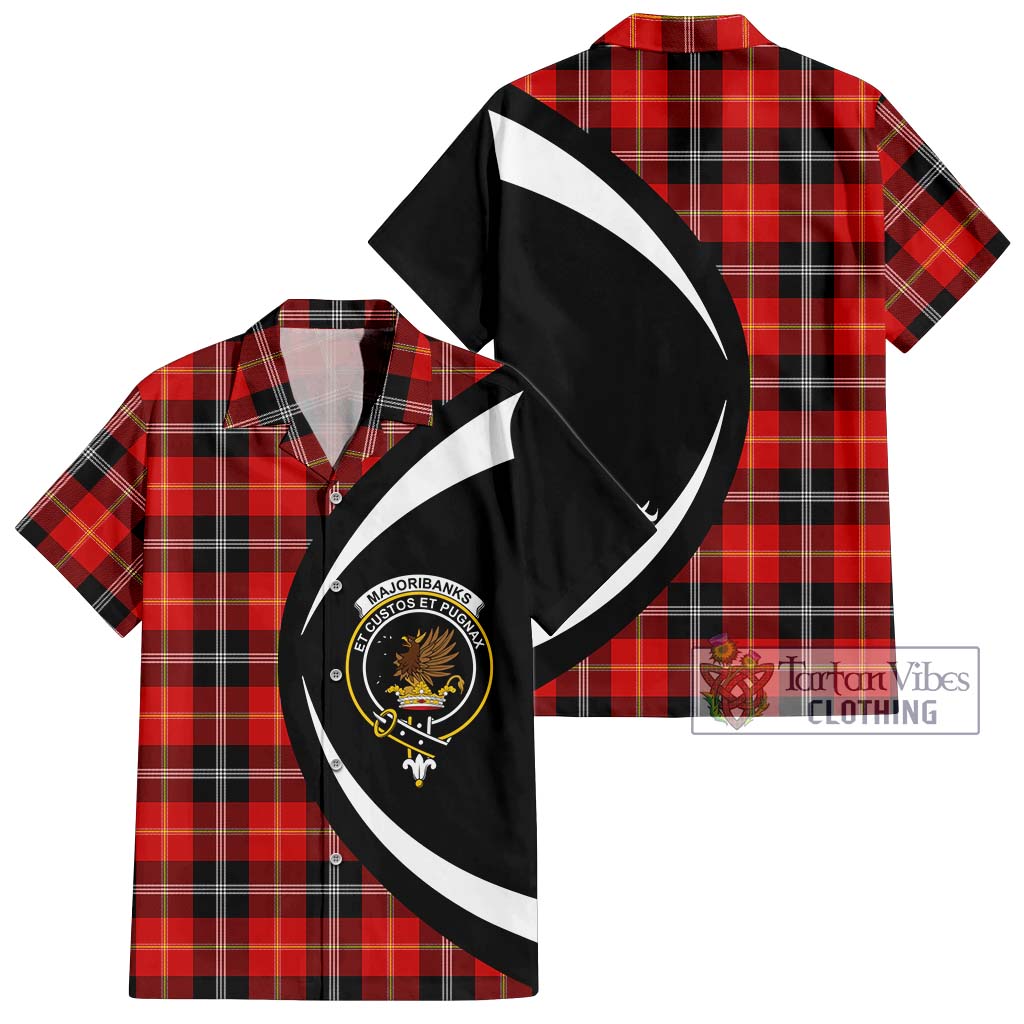 Tartan Vibes Clothing Majoribanks Tartan Short Sleeve Button Up with Family Crest Circle Style