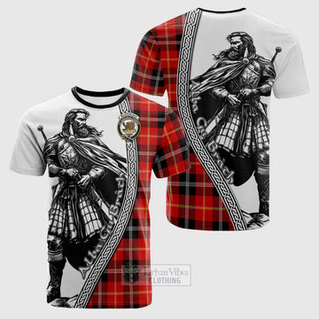 Majoribanks Tartan Clan Crest Cotton T-shirt with Highlander Warrior Celtic Style