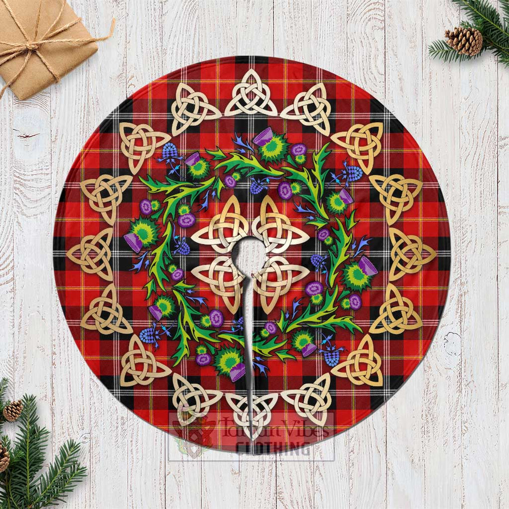 Tartan Vibes Clothing Majoribanks Tartan Christmas Tree Skirt with Thistle Celtic Knot Style