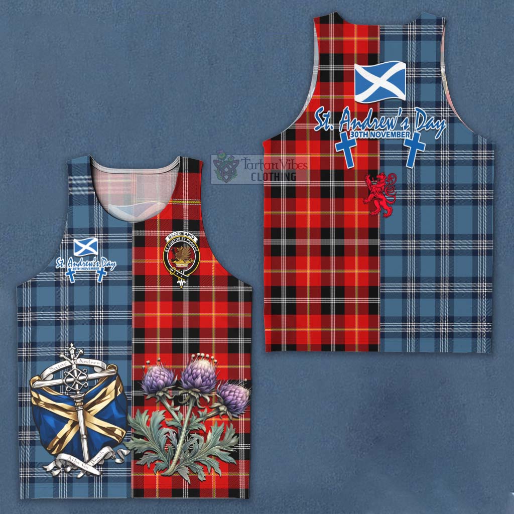 Tartan Vibes Clothing Majoribanks Tartan Men's Tank Top Happy St. Andrew's Day Half Tartan Style