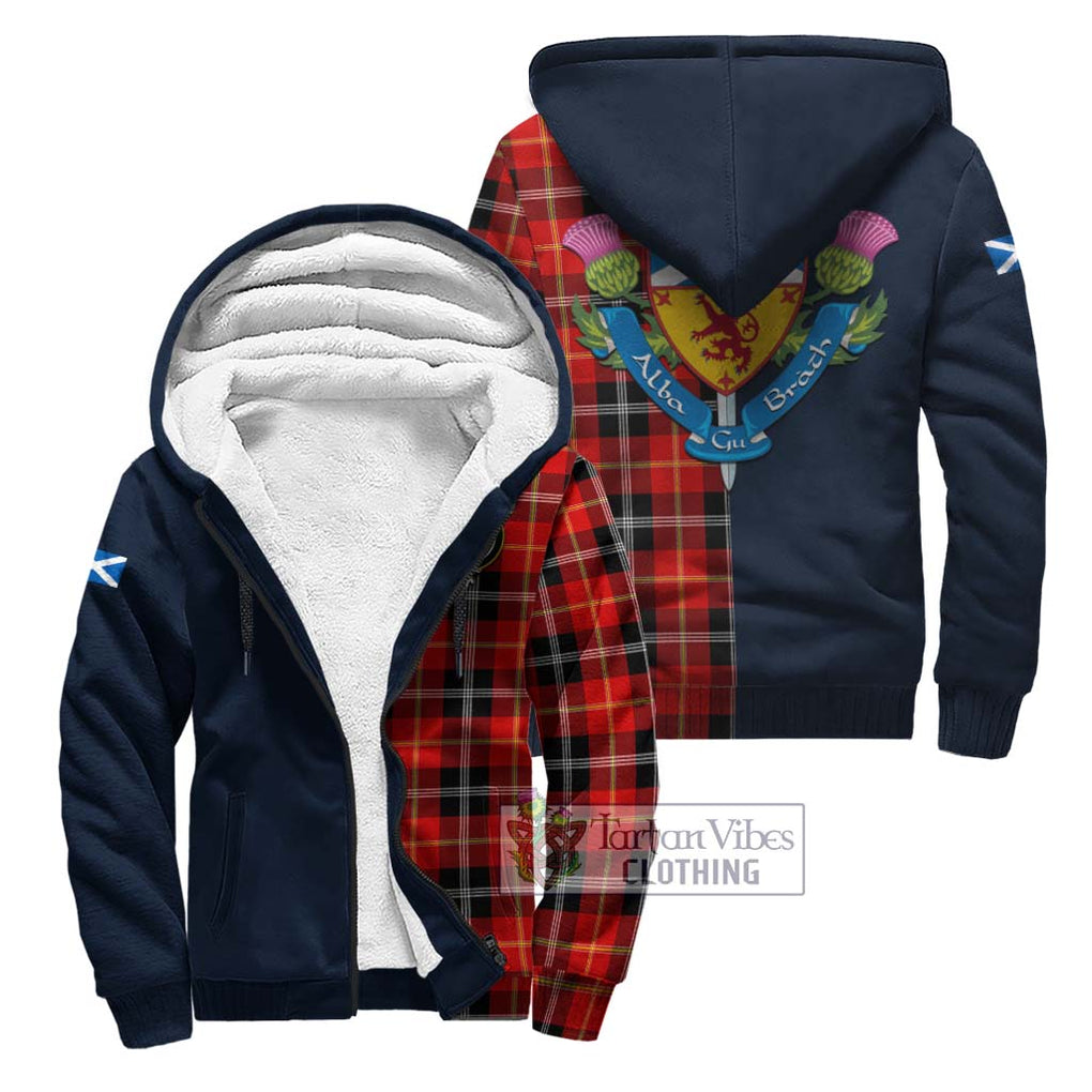 Tartan Vibes Clothing Majoribanks Tartan Sherpa Hoodie with Scottish Lion Royal Arm Half Style