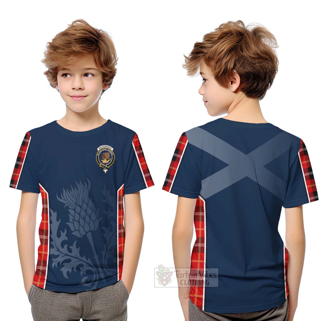 Tartan Vibes Clothing Majoribanks Tartan Kid T-Shirt with Family Crest and Scottish Thistle Vibes Sport Style